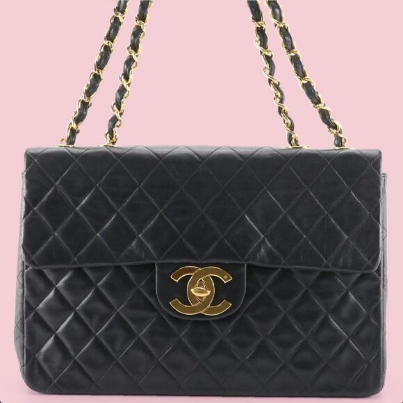 Chanel Black Vintage Classic Jumbo XL Maxi Flap Shoulder Bag - Picture 2 of 12